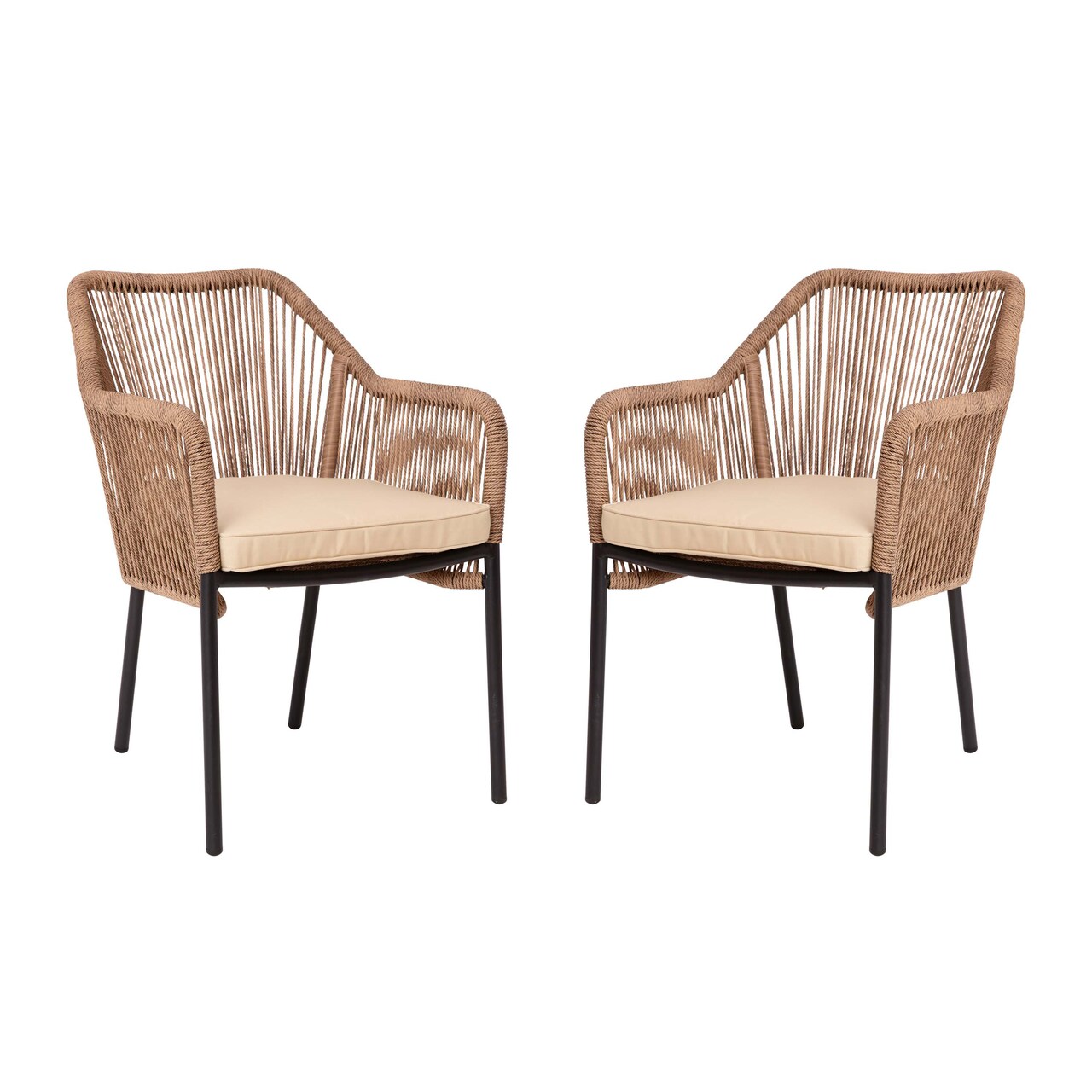 Merrick Lane Magnolia Outdoor Furniture Sets 2 Piece All-Weather Woven Patio Chairs With Cushions